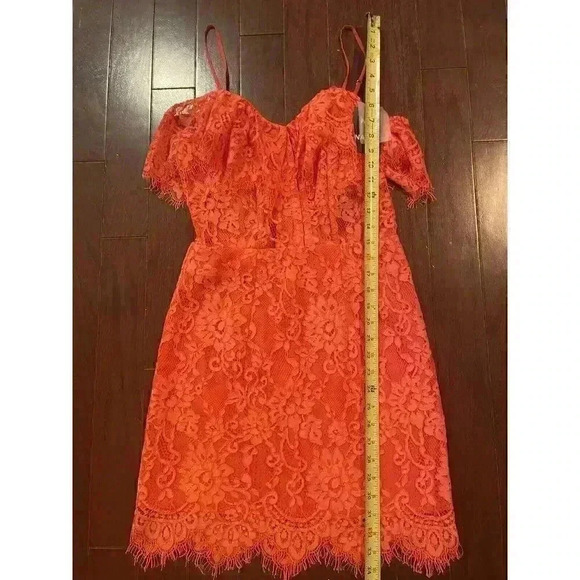 Revolve NBD NAVEN Mini Dress M Allie Red Lace Semi Sheer Cocktail Sexy Bustier - Picture 5 of 10